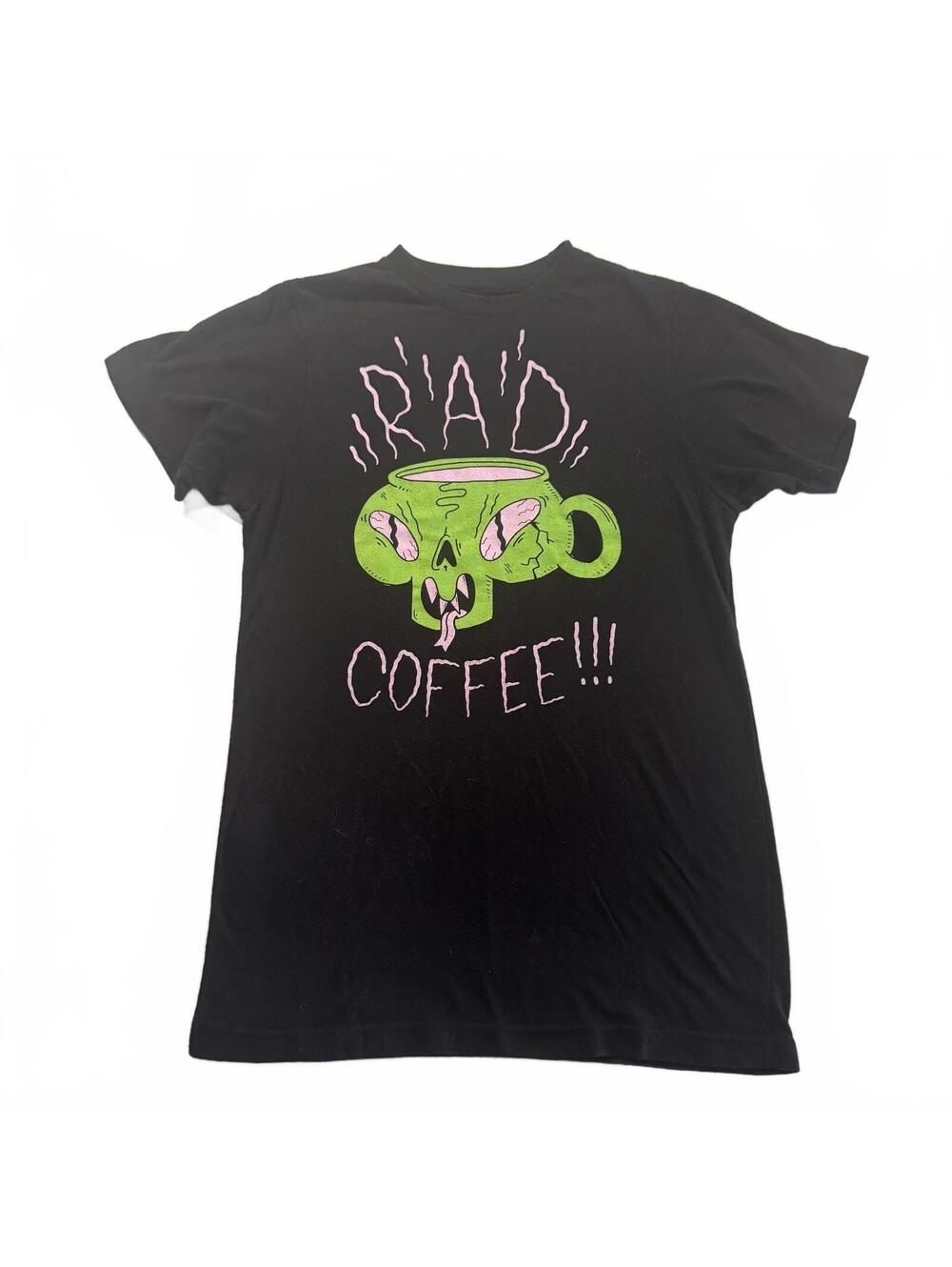 Rad Coffee Shirt Extra Small XS Black Skull Mug Graphic Tee Next Level Local Top